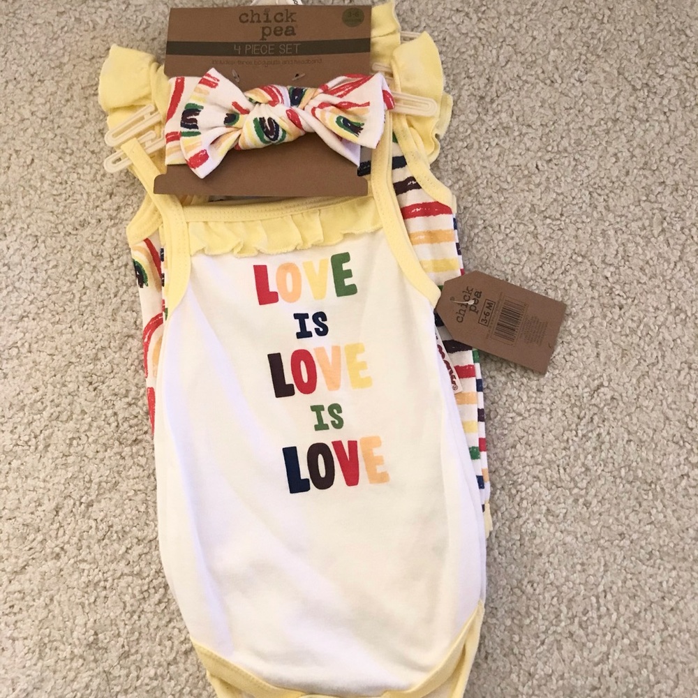 NEW 💛 LOVE IS LOVE baby girl set, 3-6 months